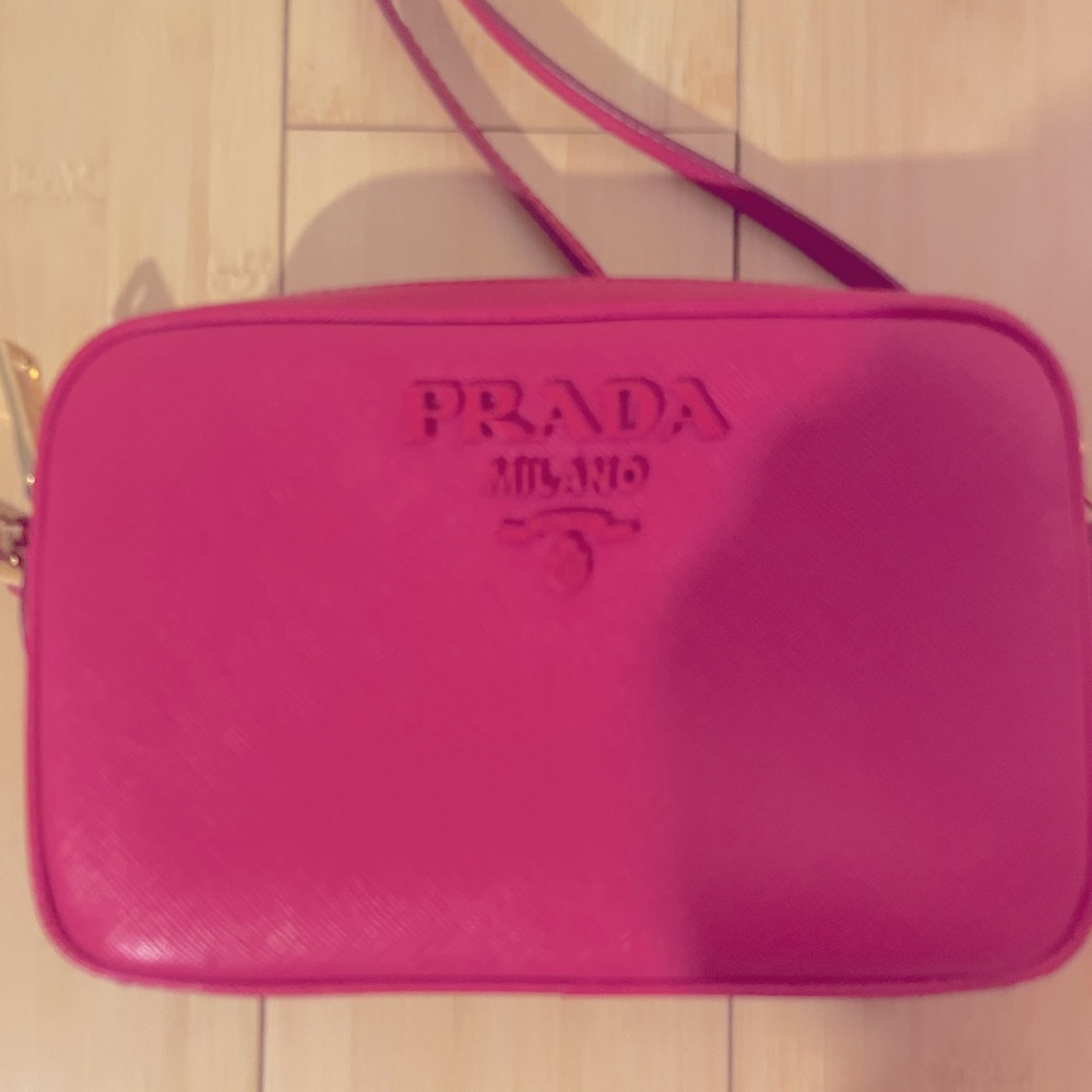 Prada candy pink camera cross body bag
